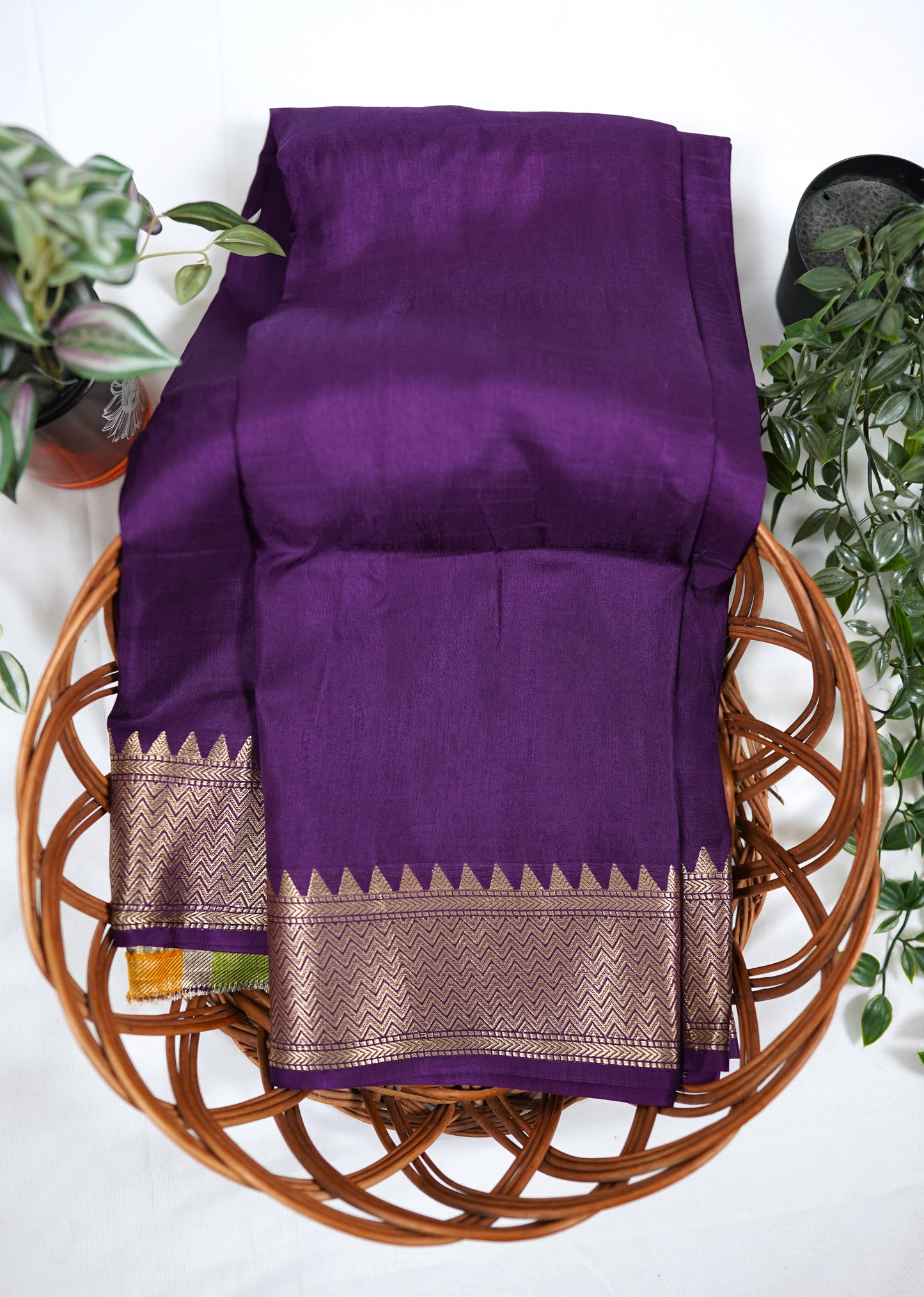 Viscose silk saree with Meenakari blouse-magenta