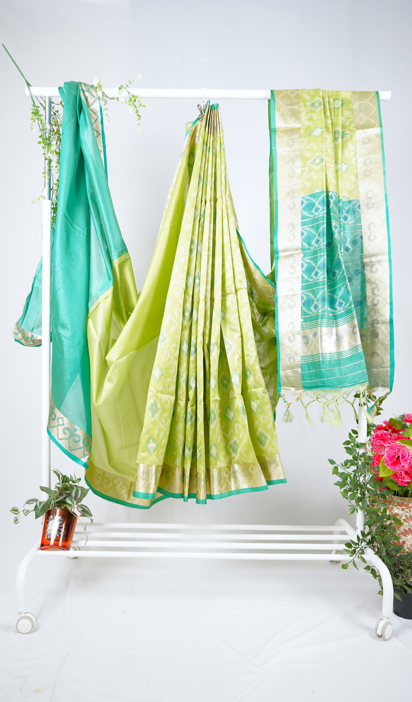 Green Semi Tussar Silk Saree