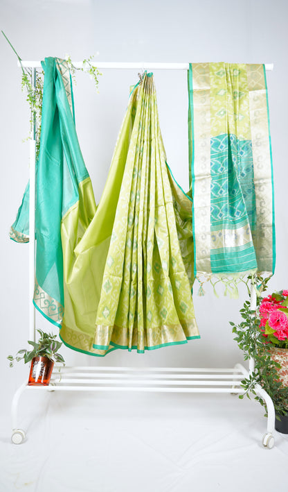 Green Semi Tussar Silk Saree