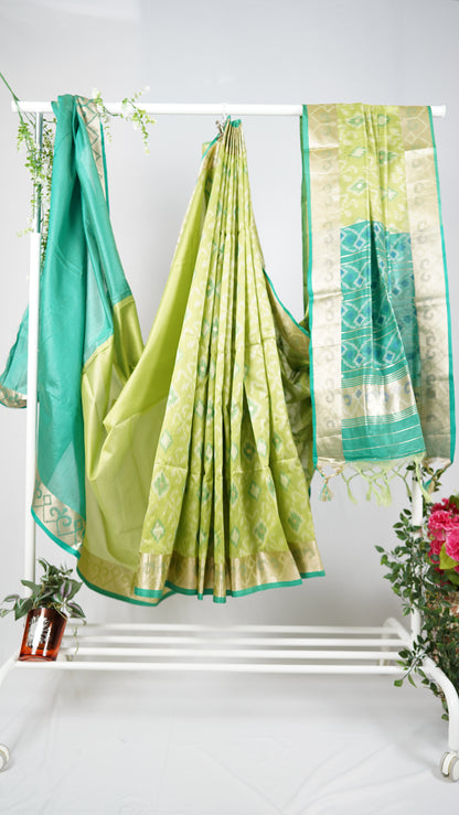 Green Semi Tussar Silk Saree