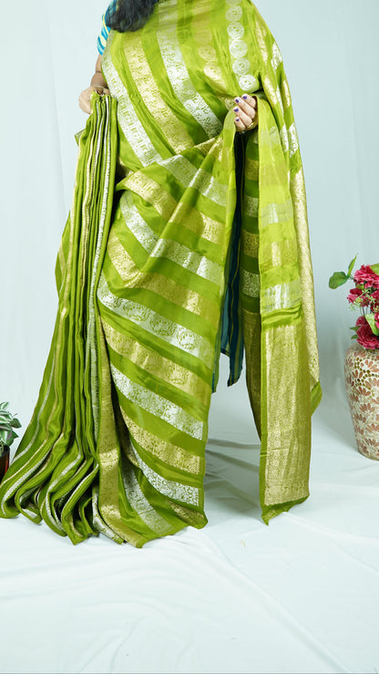 Green Neetha Ambani premium crepe silk Saree