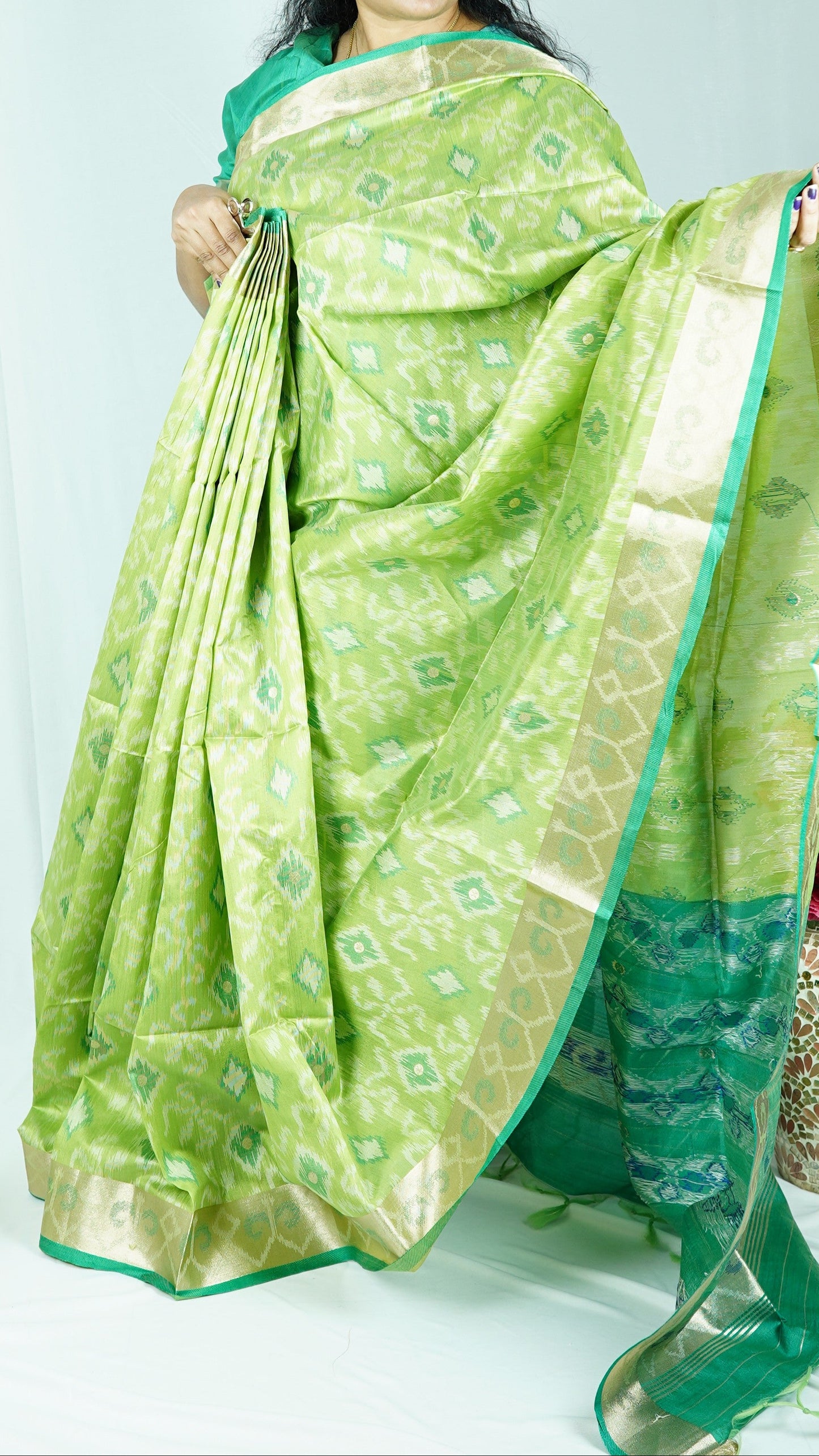 Green Semi Tussar Silk Saree