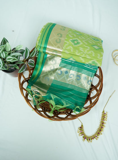 Green Semi Tussar Silk Saree