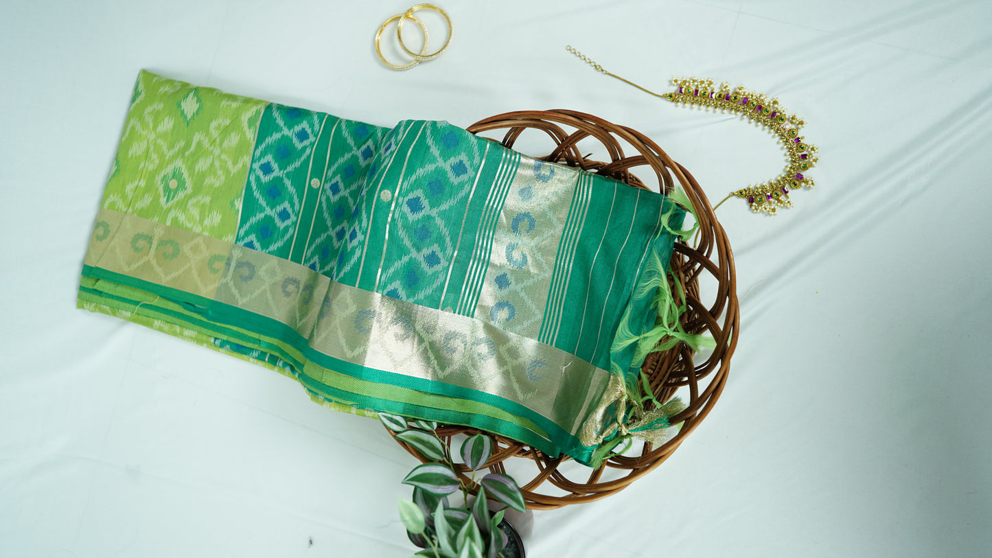 Green Semi Tussar Silk Saree
