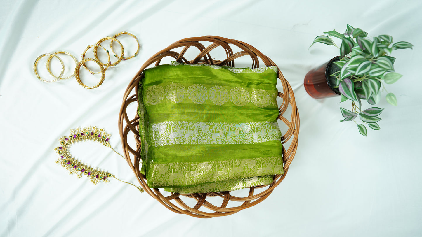 Green Neetha Ambani premium crepe silk Saree