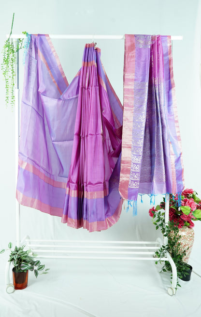 Pink venkatagiri Sico polyester pattu