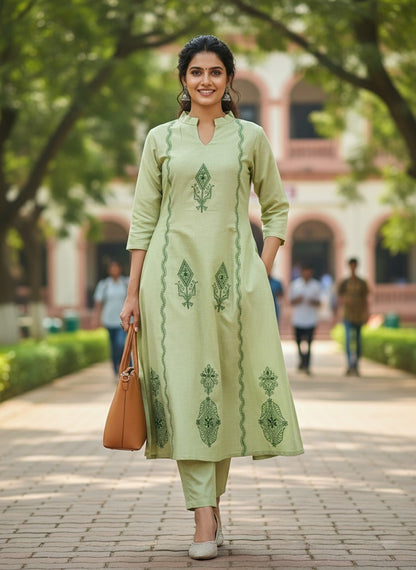 Green Printed Cotton Co-ord Set