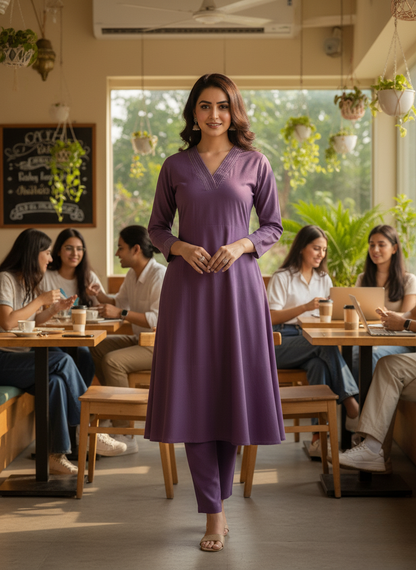 Plain Cotton Aline Co-ord Set
