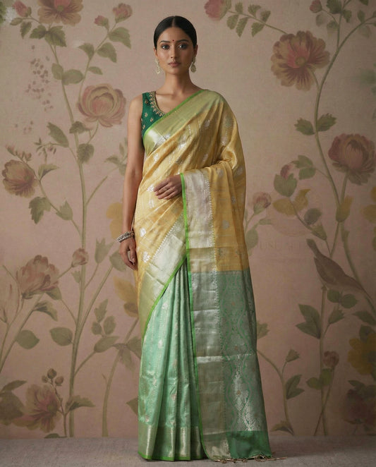 Golden venkatagiri Tissue pattu saree