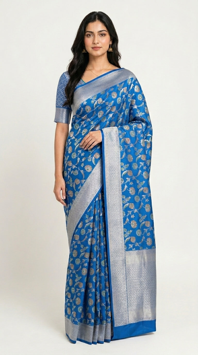 Banaras Katan Silk with Jaal weaving