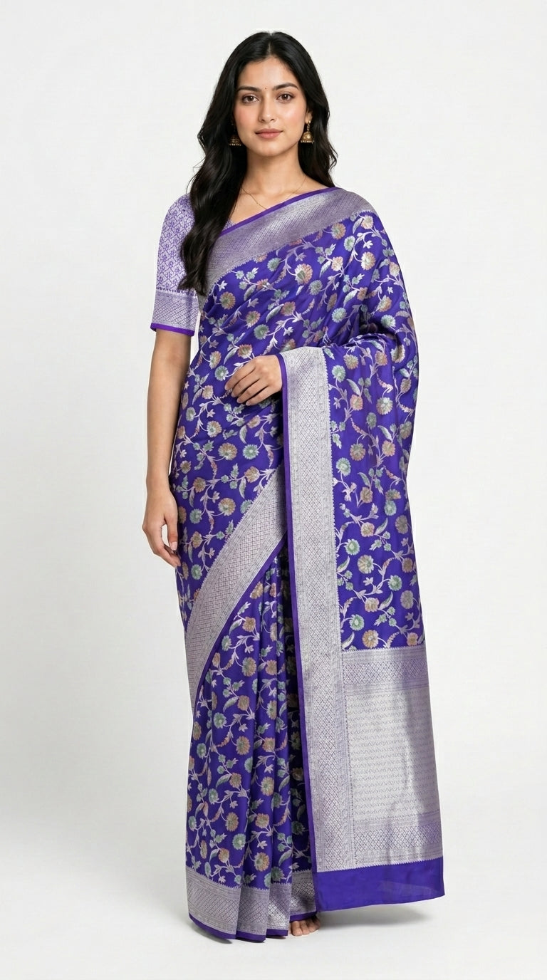 Banaras Katan Silk with Jaal weaving