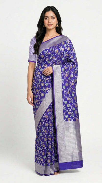 Banaras Katan Silk with Jaal weaving
