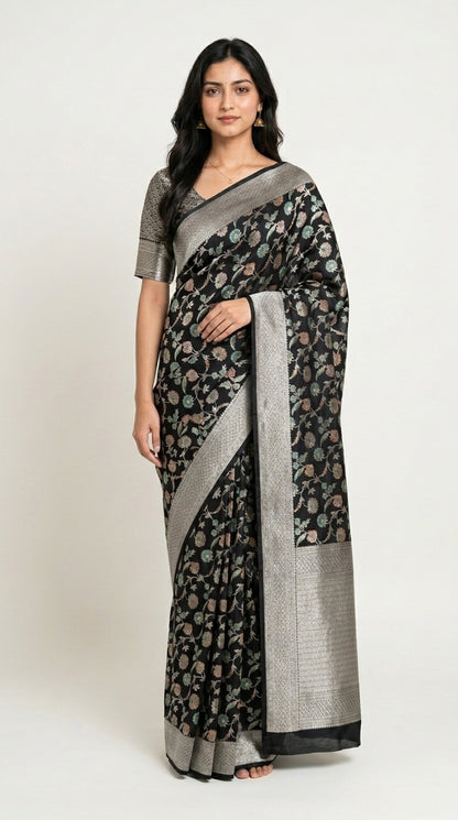 Banaras Katan Silk with Jaal weaving
