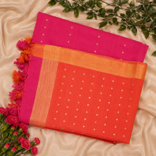 Jute & Muslin Sequence weaving Saree