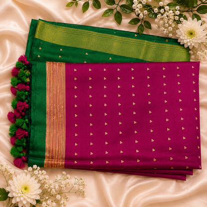 Jute & Muslin Sequence weaving Saree