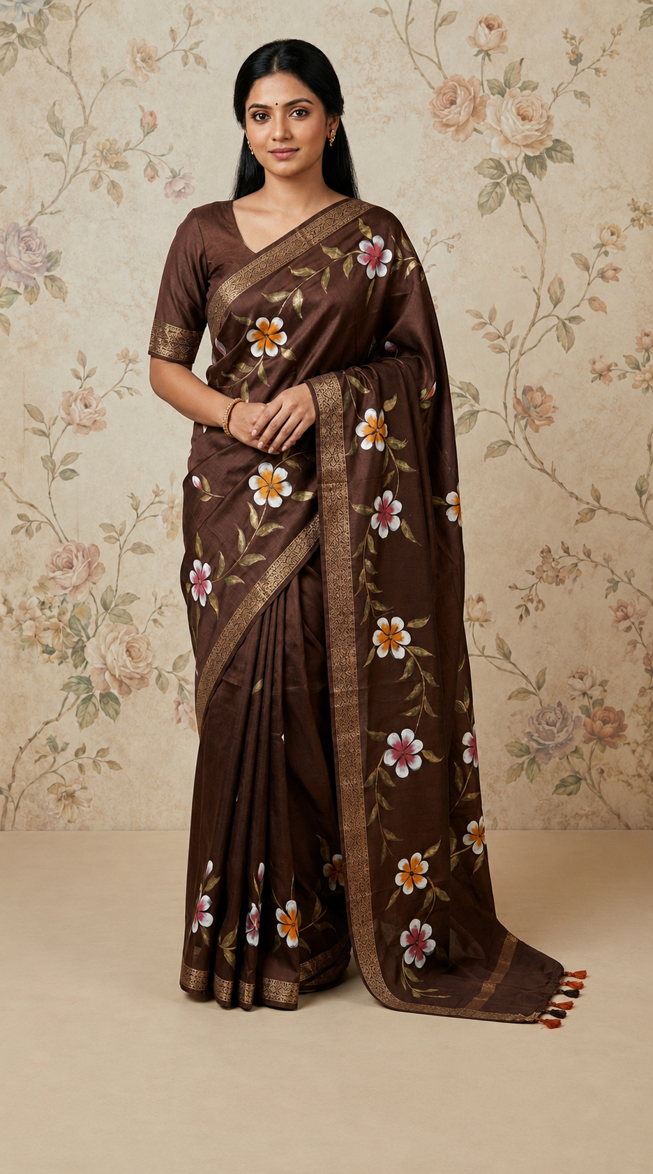 Chanderi Cotton Brush Paint Saree