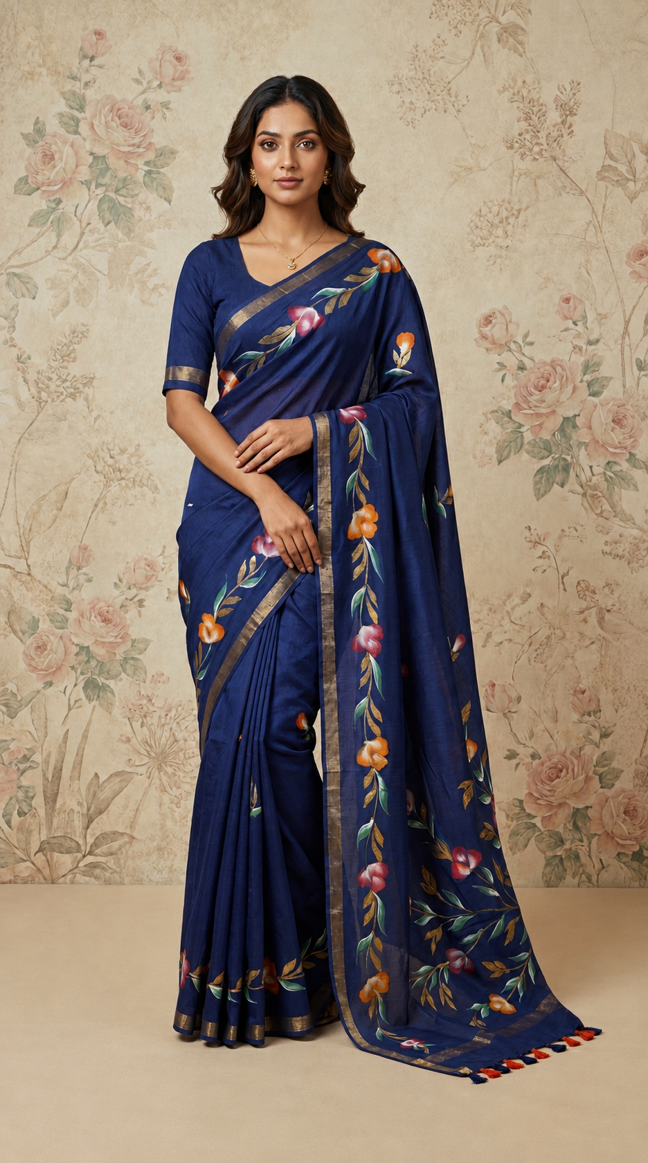 Chanderi Cotton Brush Paint Saree