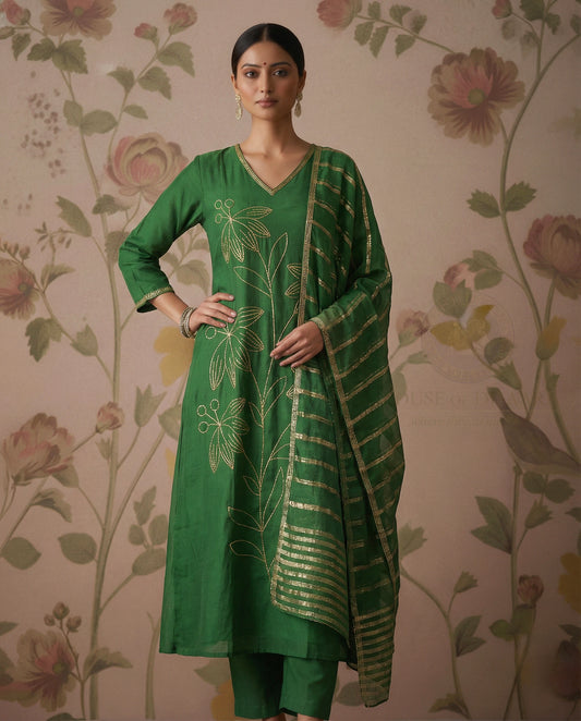 Bottle Green muslin Kurti set