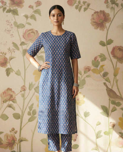 Blue Cotton Printed Co-ord Set