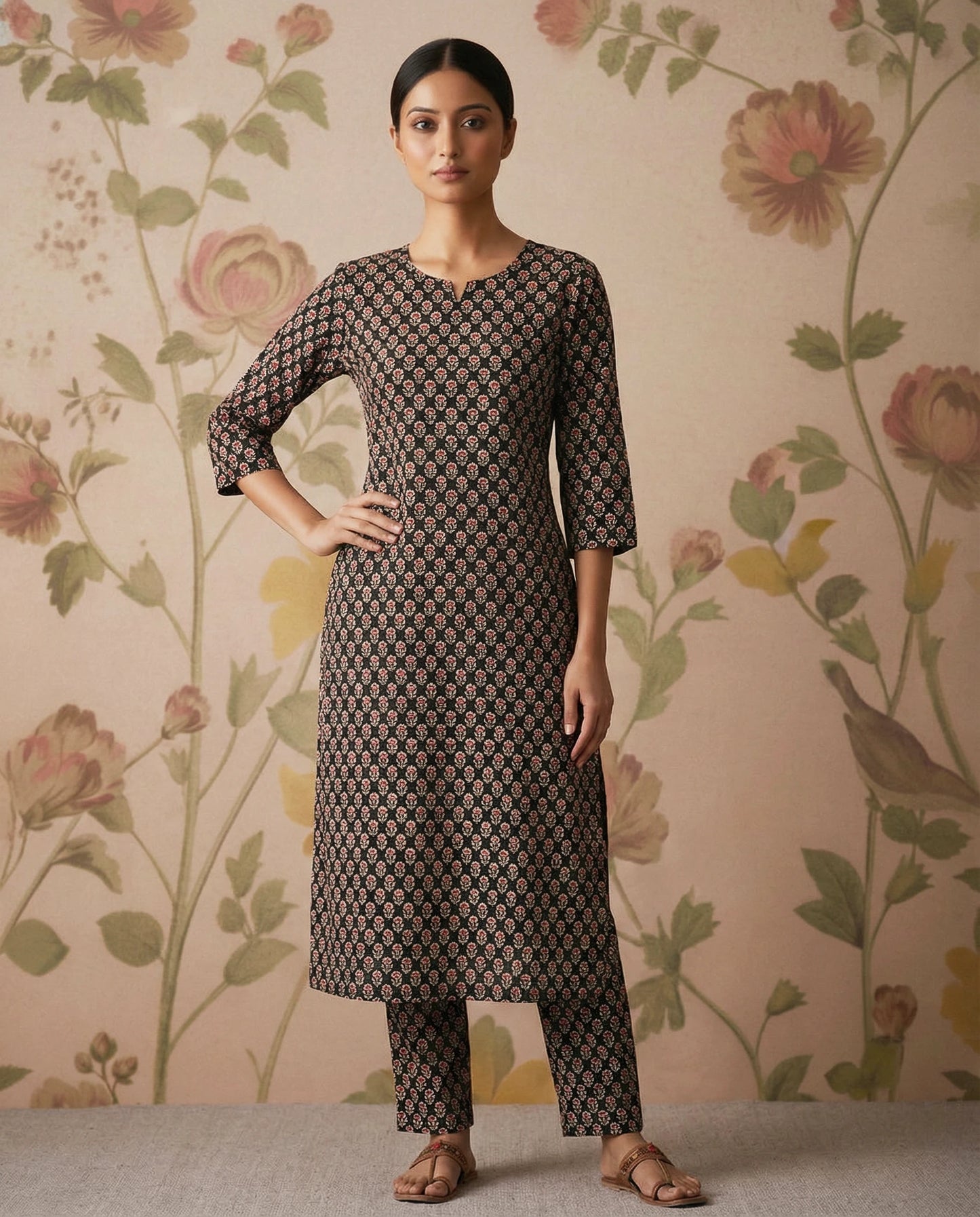 Black Cotton Printed Co-ord Set