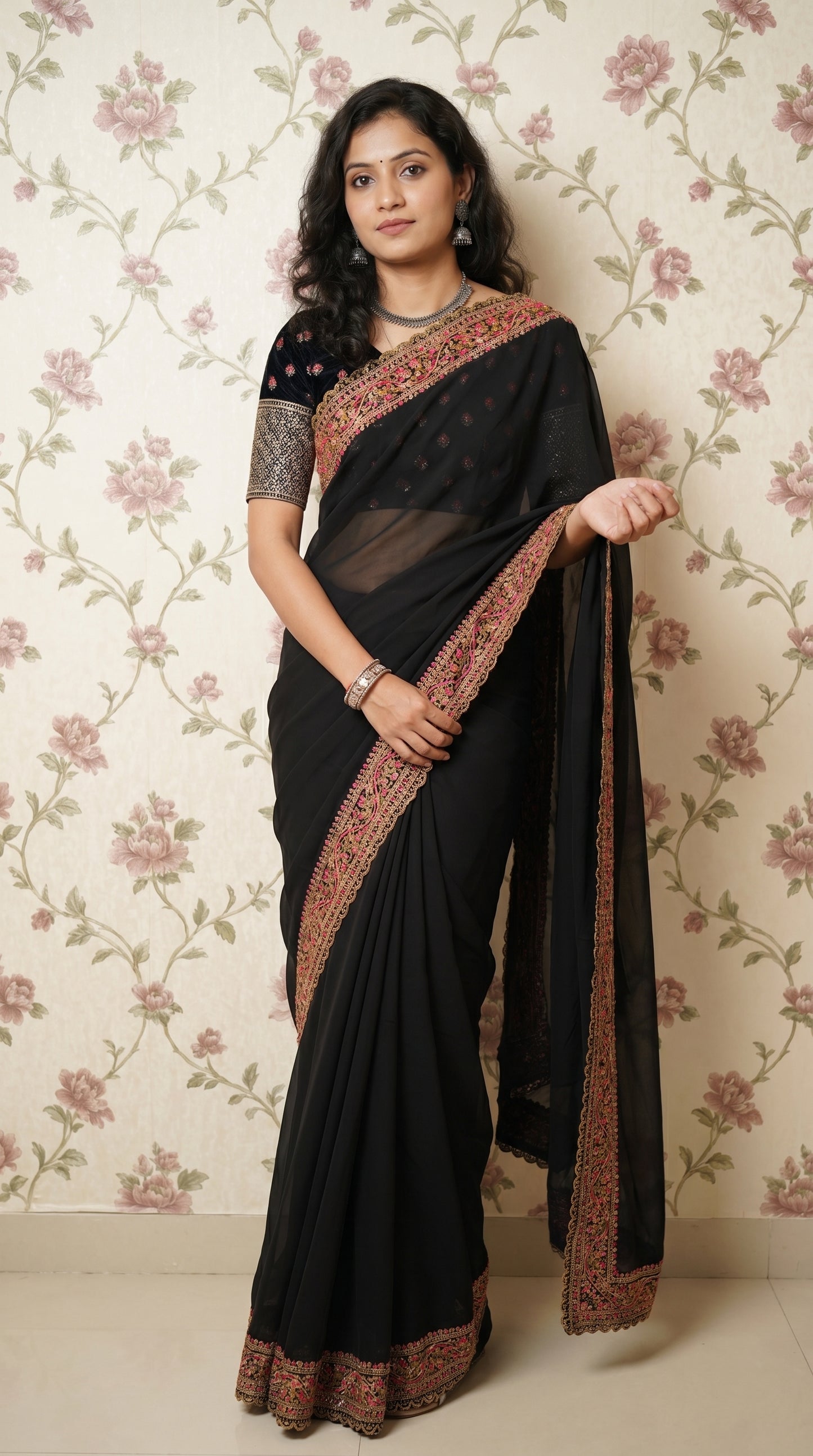 Georgette Saree with Embroidery Work