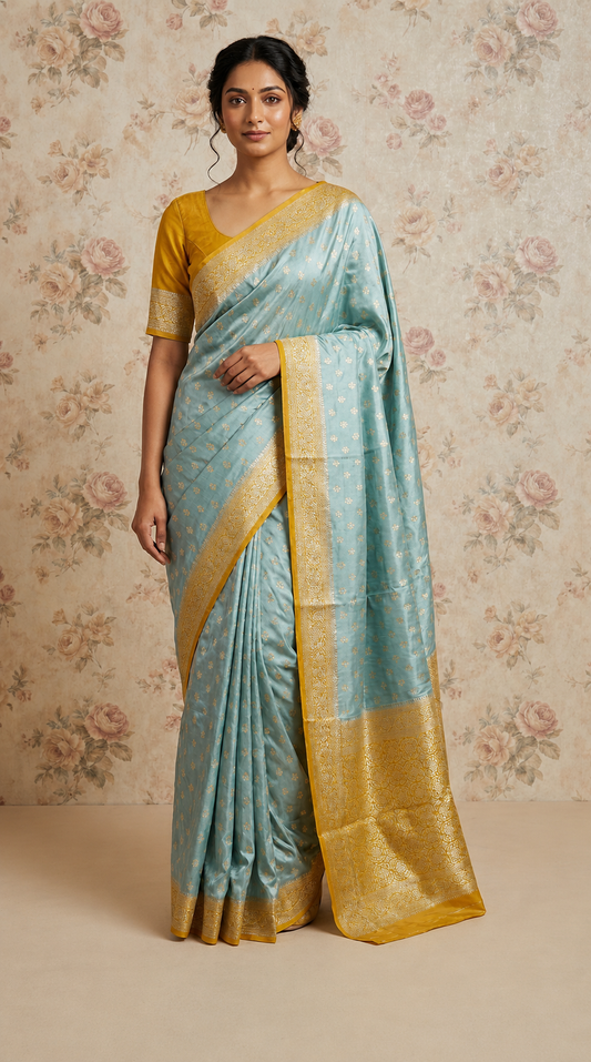 Banaras Crepe With Leaf Motifs