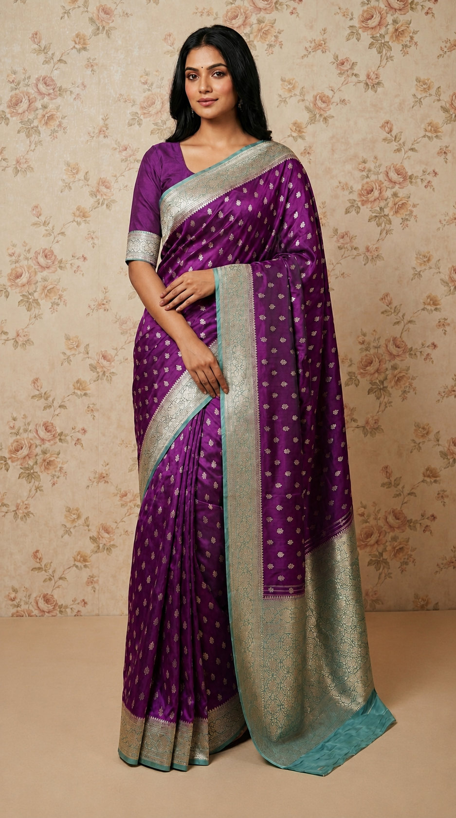 Banaras Crepe With Leaf Motifs