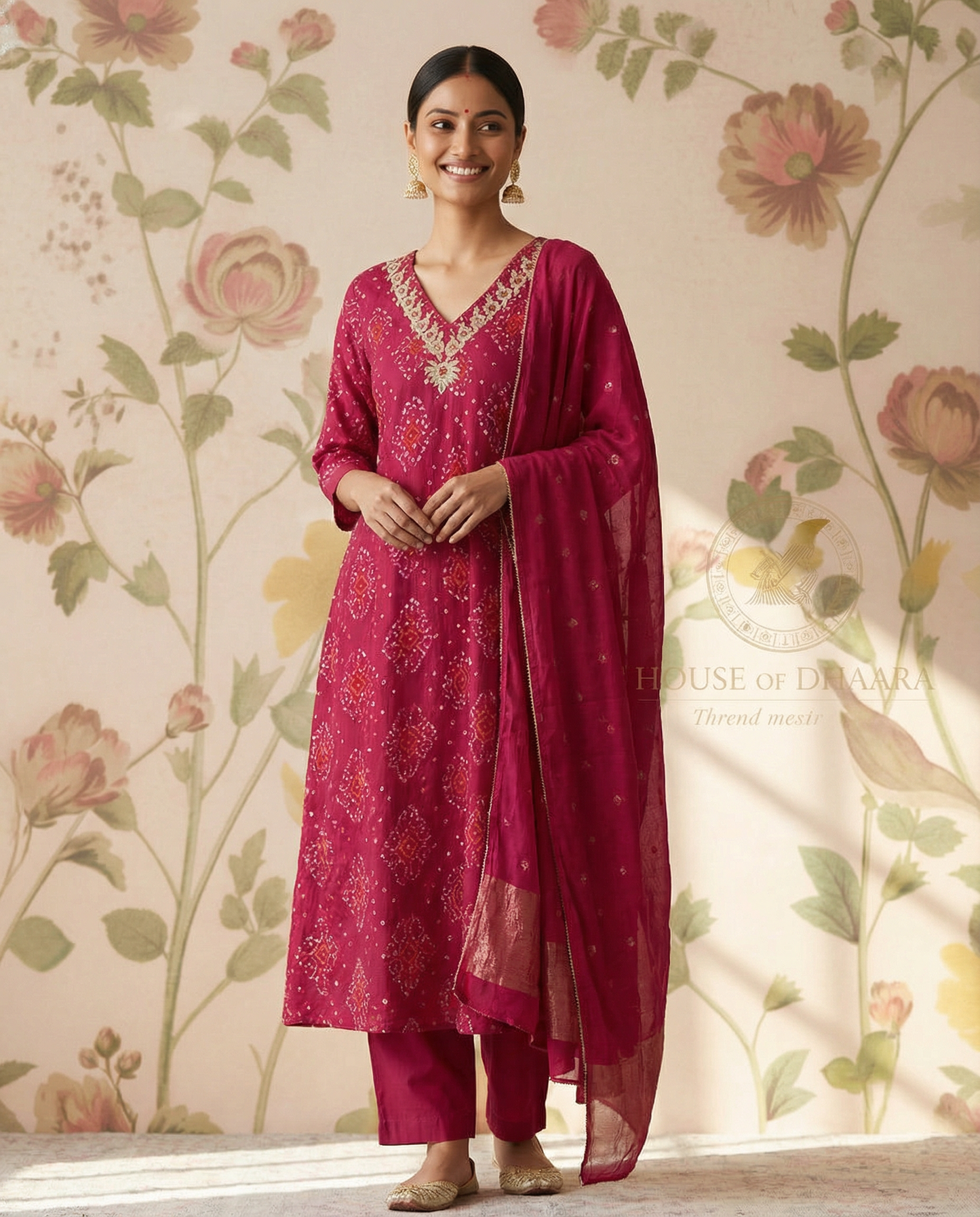 Cotton Straight cut Kurti Set with Neck line work