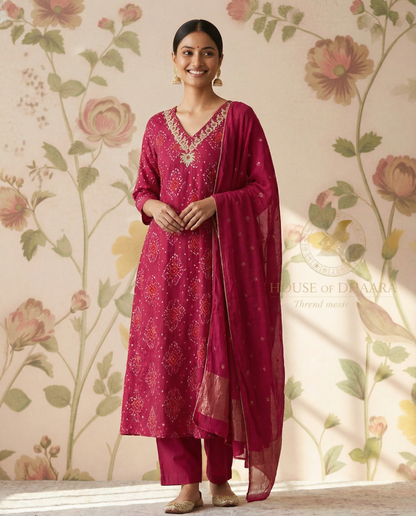 Cotton Straight cut Kurti Set with Neck line work