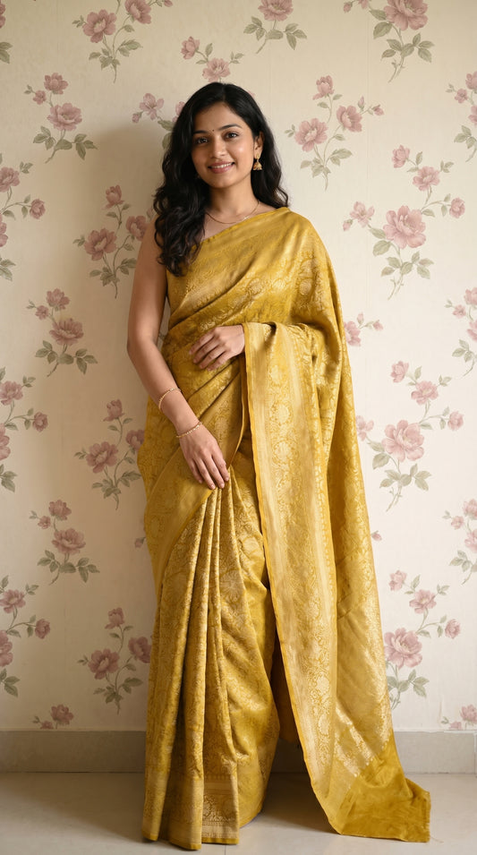 Chinnon Gold Zari Brocade Saree
