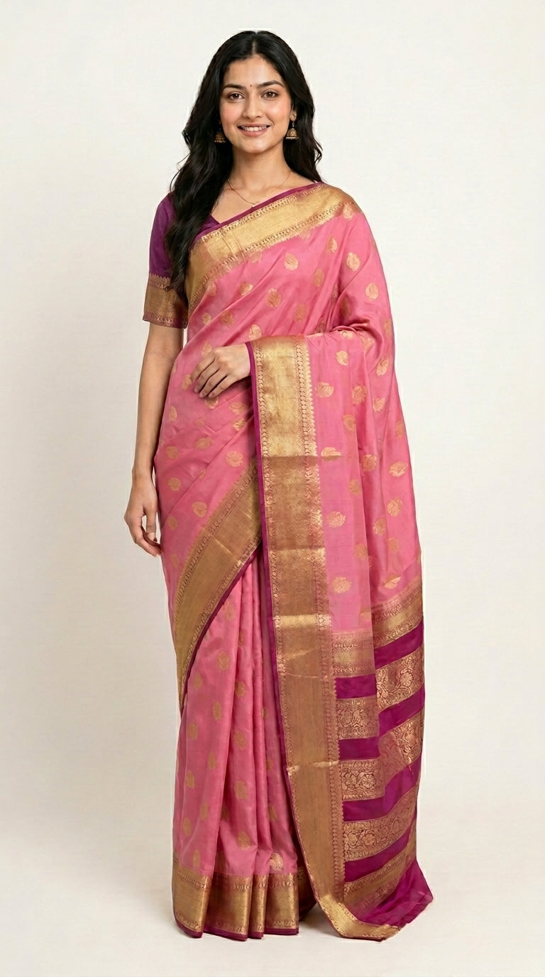 Premium Mysore Crepe With Kanchi Border