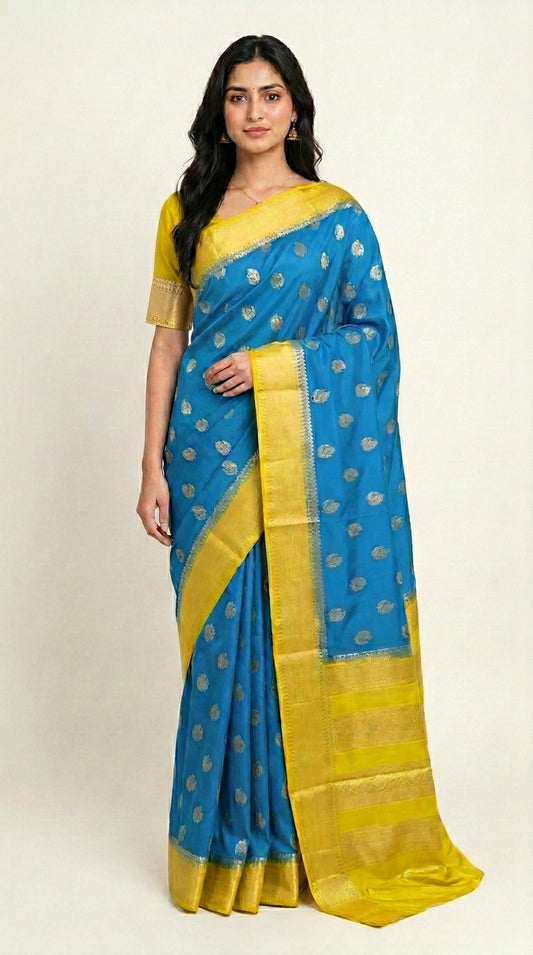 Premium Mysore Crepe With Kanchi Border