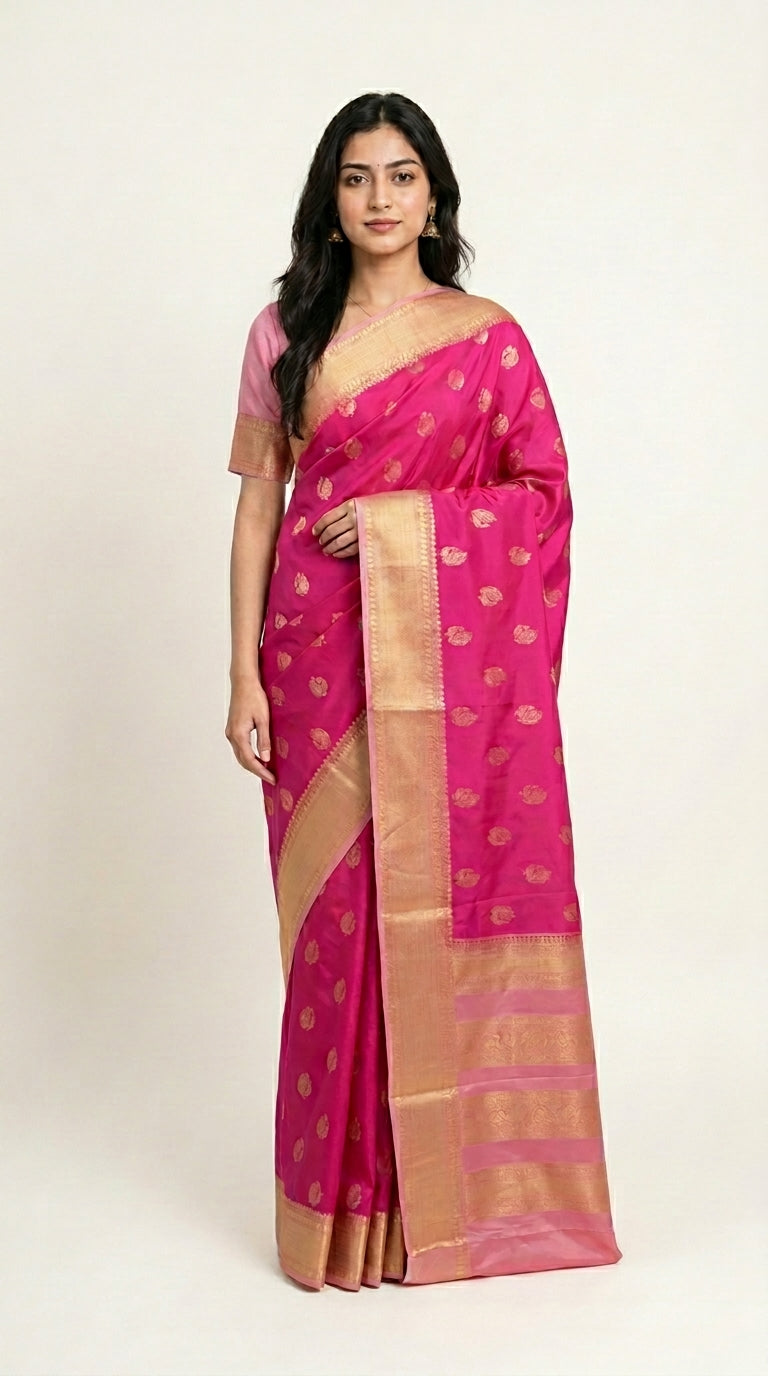 Premium Mysore Crepe With Kanchi Border
