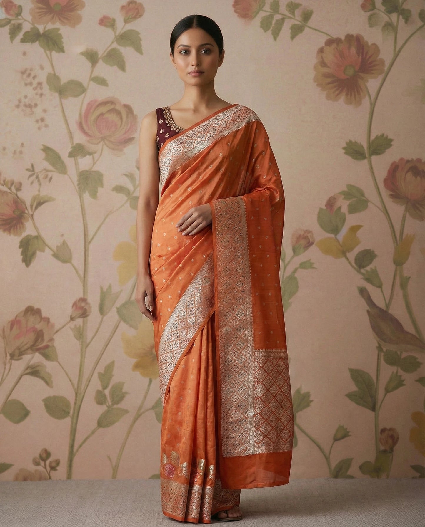 Raw Mango silk-Orange/light orange