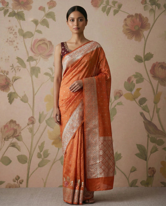 Raw Mango silk-Orange/light orange