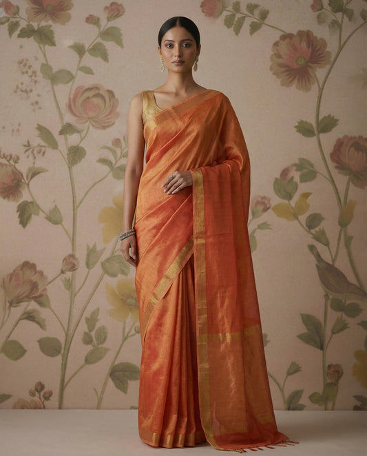 Pure tissue linen silk-Orange
