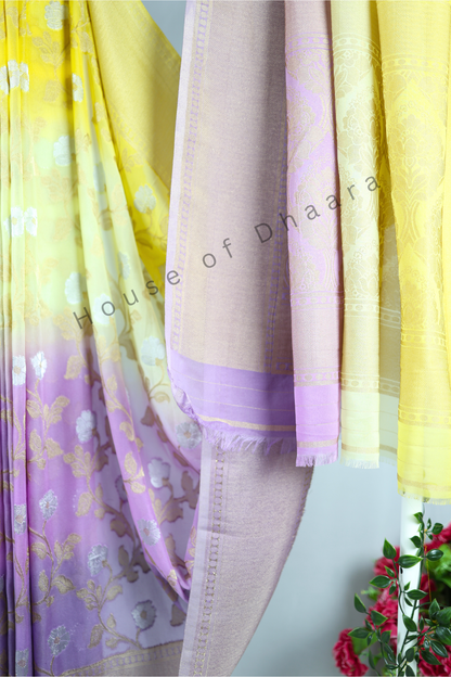 Pastel Yellow & Lavender 4D Georgette