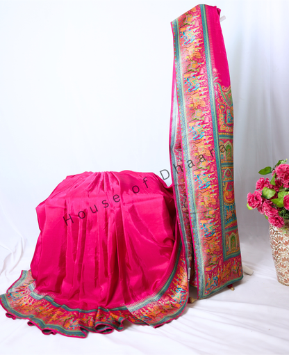 Pink Pashmina Silk Saree