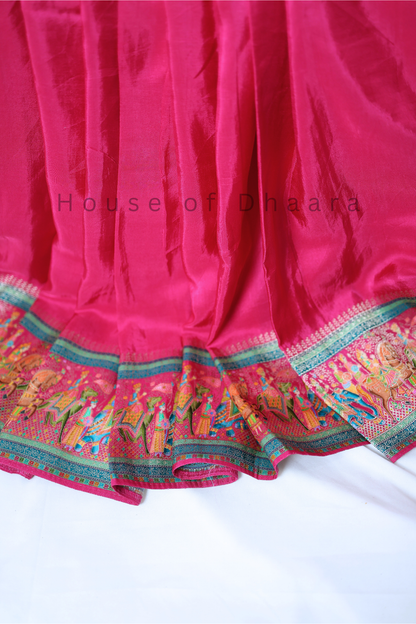 Pink Pashmina Silk Saree
