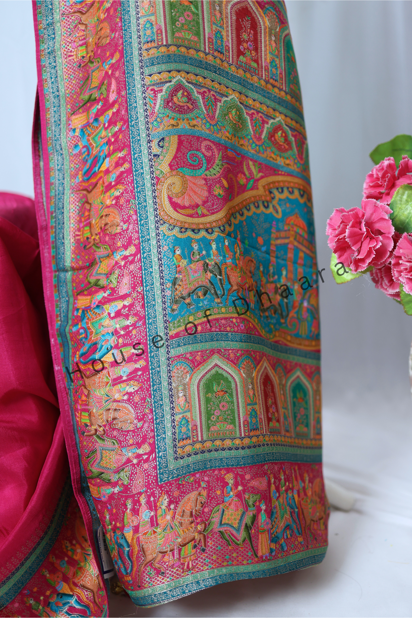 Pink Pashmina Silk Saree