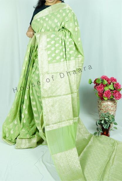 Light green Banarasi Georgette Saree