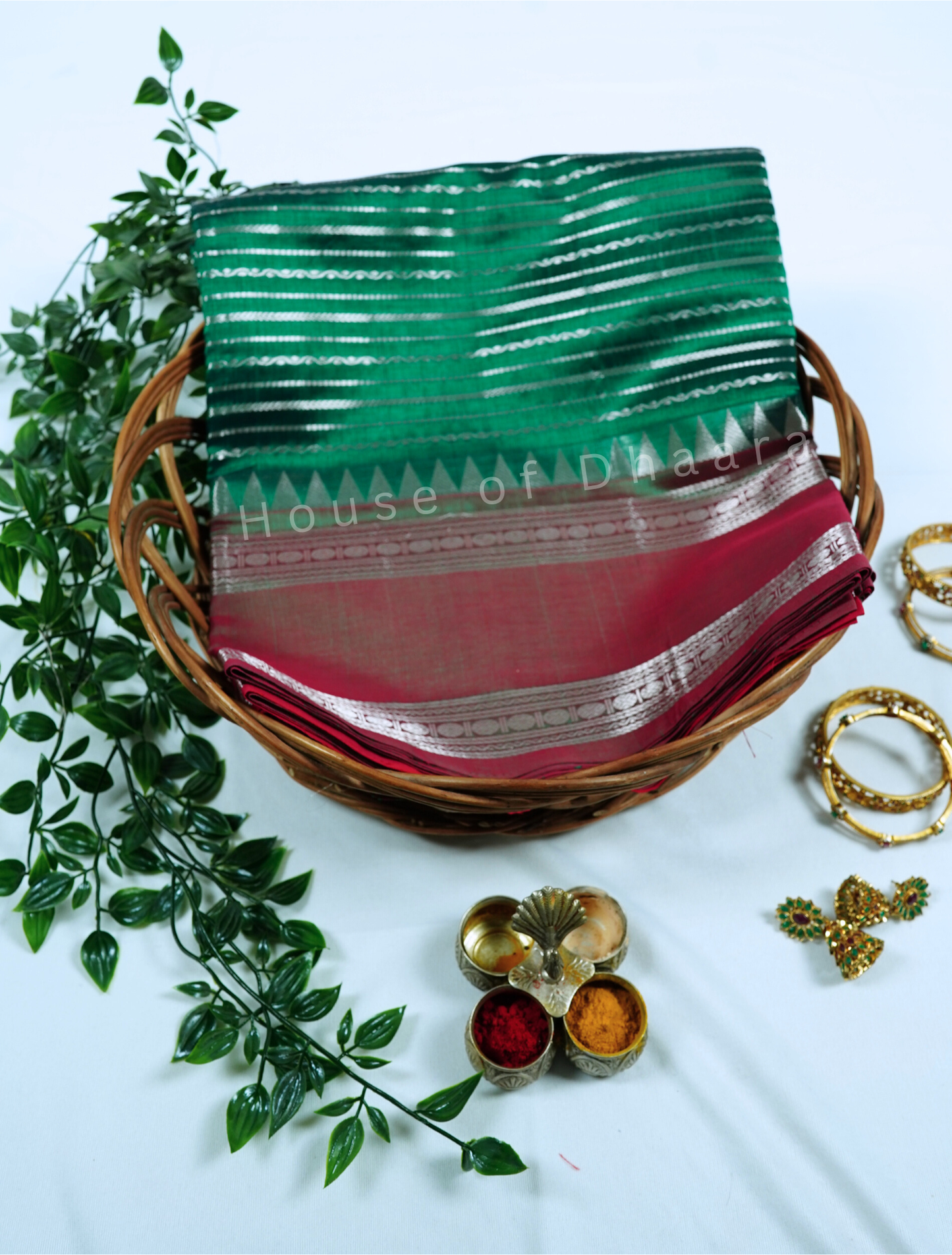 Bottle green Venkatagiri pure pattu saree