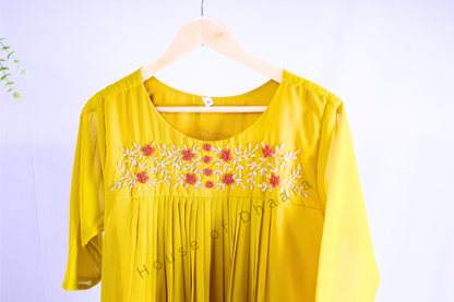 Mustard Yellow Georgette Kurti