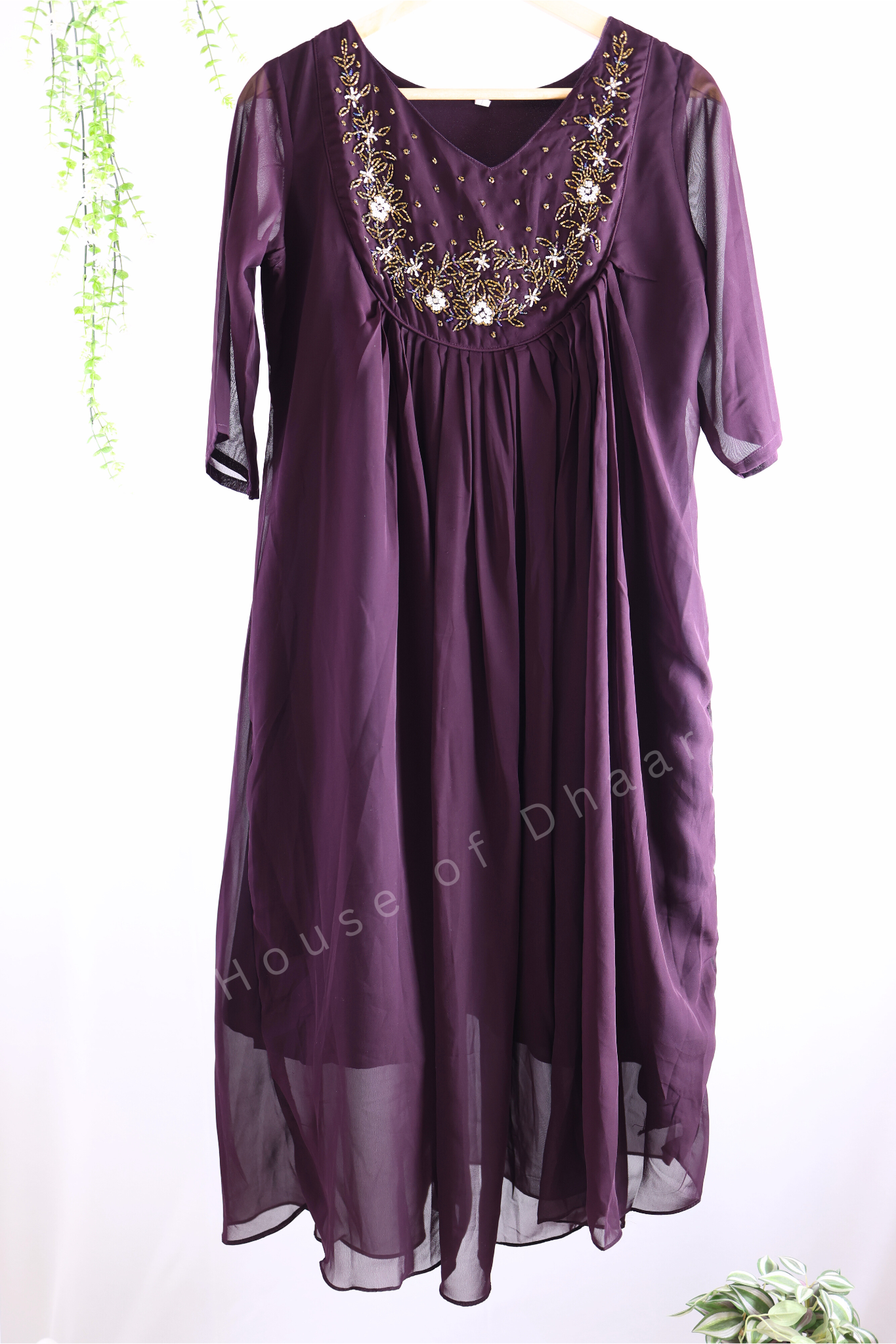 Dark Wine Georgette Kurti