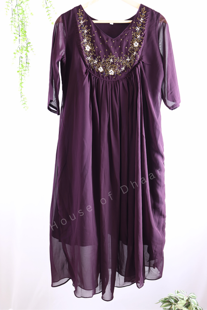 Dark Wine Georgette Kurti