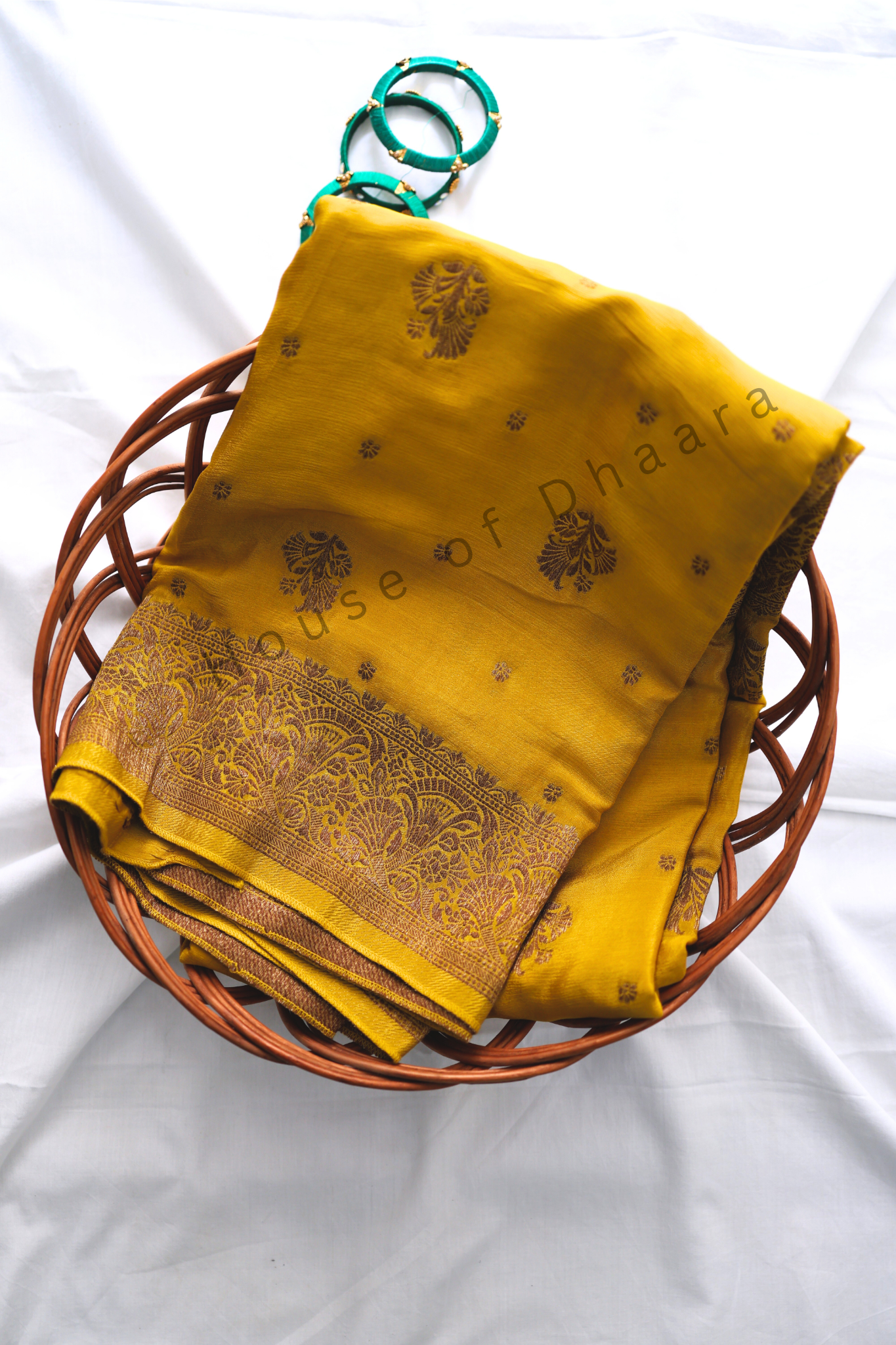 chiffon silk saree with antique zari-mustard yellow