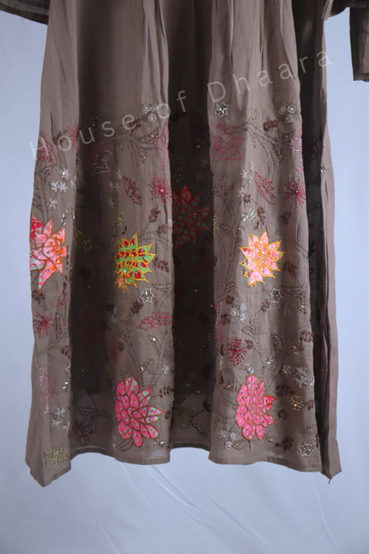 Light Brown Mul Cotton Kurti Set