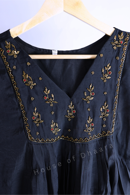 Black Mul Chanderi Kurti