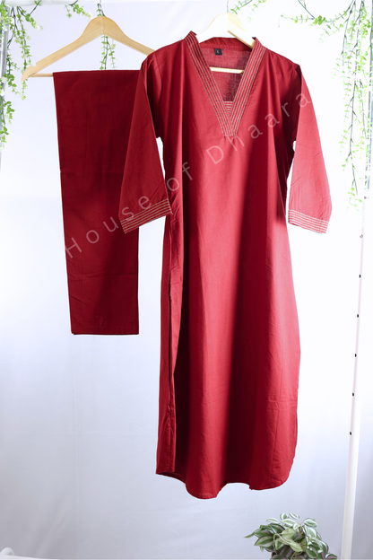 Plain Cotton Aline Co-ord Set