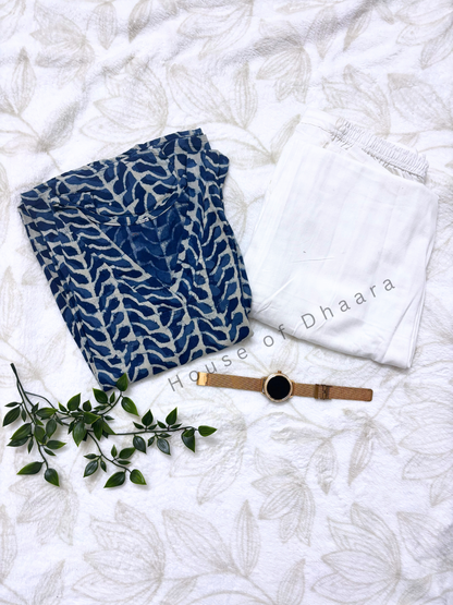 Blue Cotton Kurti (with Sleeves)